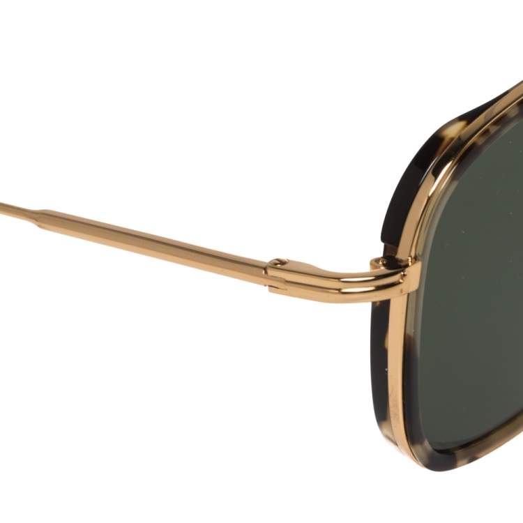Pre Owned Tom Ford Green/Gold Huck TF665 Square Sunglasses 