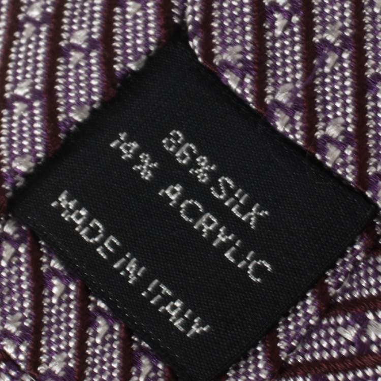 Pre Owned Tom Ford Purple Stripe Textured Silk Traditional Tie