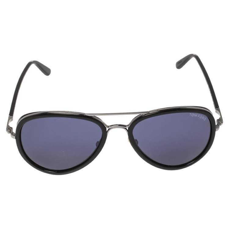 Pre Owned Tom Ford Black/Blue Miles TF341 Aviator Sunglasses