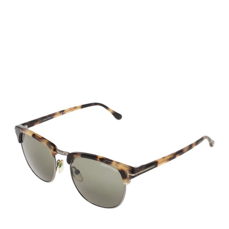 Pre Owned Tom Ford Green/Brown Tortoise Shell TF248 Henry Sunglasses