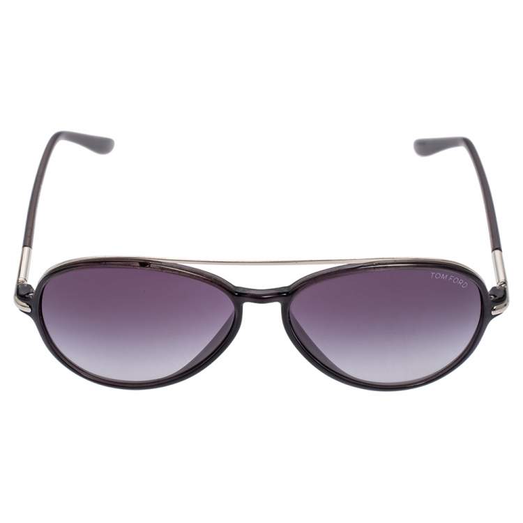 Pre Owned Tom Ford Black Acetate Romane TF149 Gardient Aviator Sunglasses
