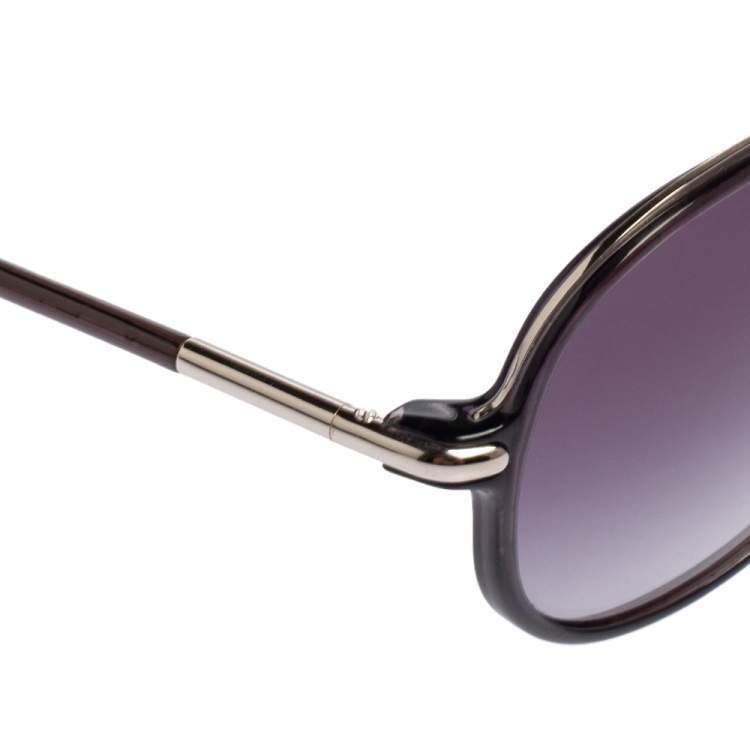 Pre Owned Tom Ford Black Acetate Romane TF149 Gardient Aviator Sunglasses