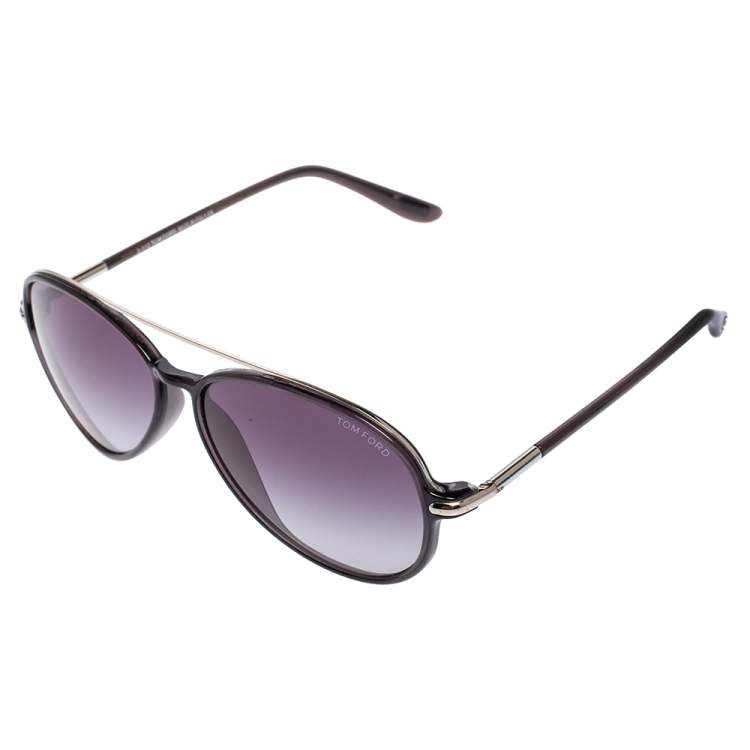 Pre Owned Tom Ford Black Acetate Romane TF149 Gardient Aviator Sunglasses
