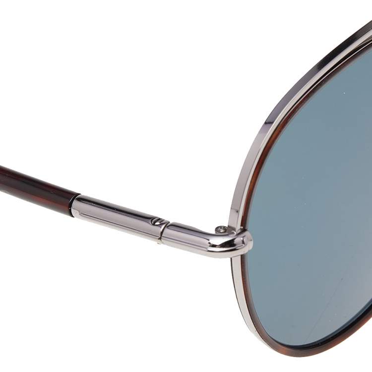 Pre Owned Tom Ford Dark Havana/Teal Curtis TF748-F Pilot Sunglasses