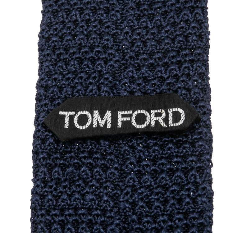 Pre Owned Tom Ford Navy Blue Silk Knit Tie