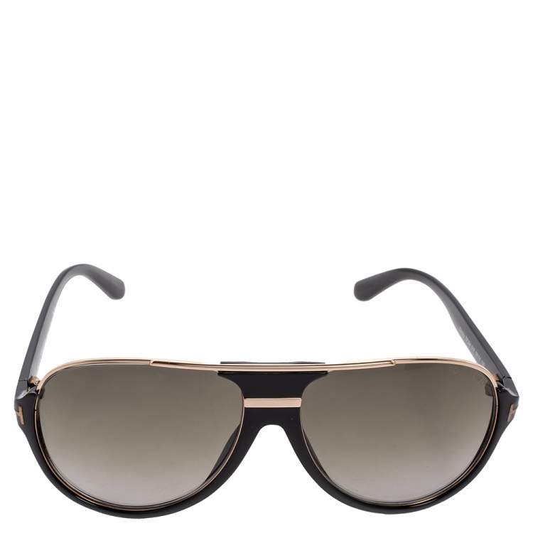 Pre Owned Tom Ford Black / Green TF334 Aviator Sunglasses