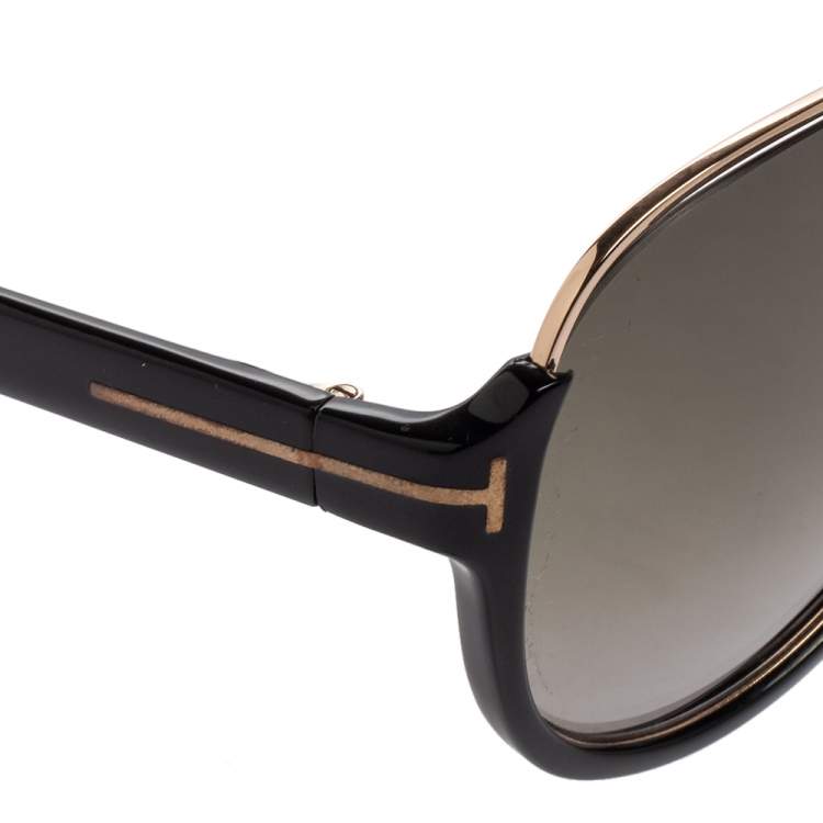 Pre Owned Tom Ford Black / Green TF334 Aviator Sunglasses