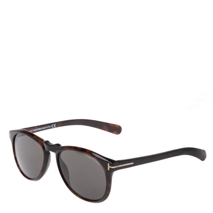 Pre Owned Tom Ford Dark Brown Havana Flynn TF291 Wayfarer Sunglasses