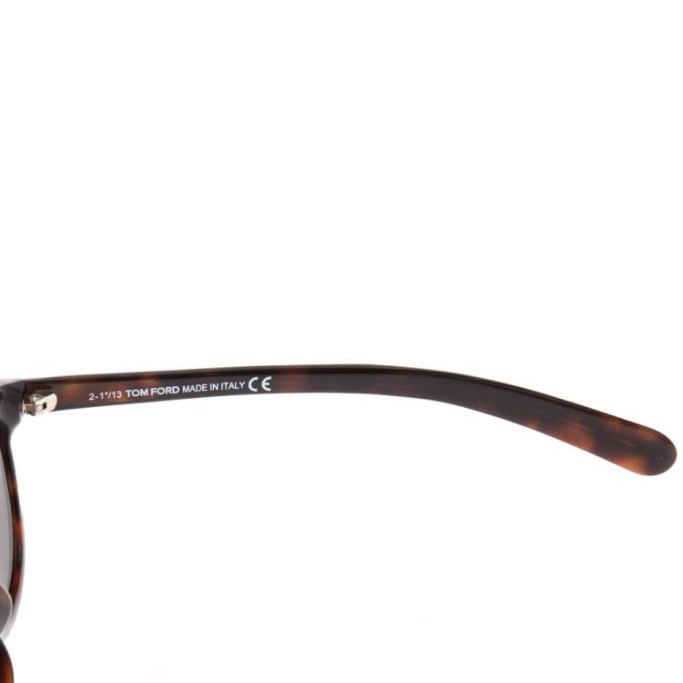 Pre Owned Tom Ford Dark Brown Havana Flynn TF291 Wayfarer Sunglasses