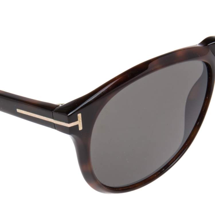 Pre Owned Tom Ford Dark Brown Havana Flynn TF291 Wayfarer Sunglasses