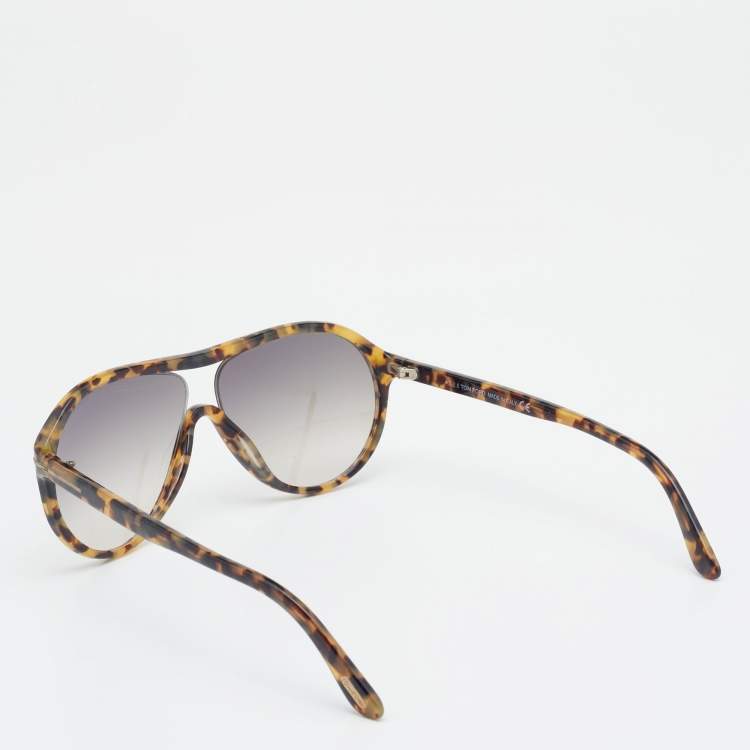 Pre Owned Tom Ford Havana/ Brown Gradient TF443 Edison Pilot Sunglasses