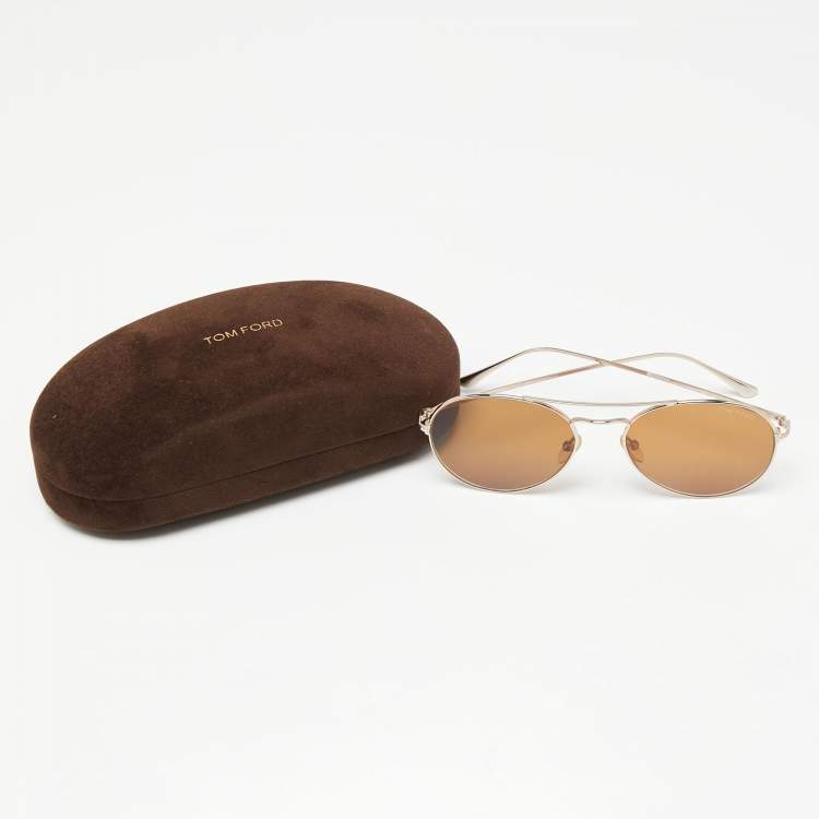 Pre Owned Tom Ford Brown Ace-02 Aviator Sunglasses