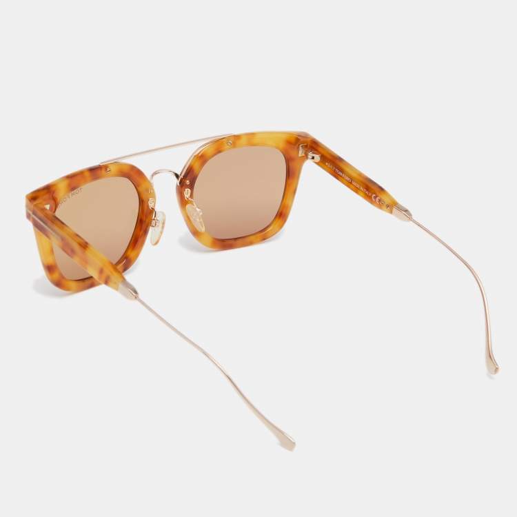 Pre Owned Tom Ford Blonde Havana/ Brown TF541 Alex- 02 Wayfarer Sunglasses 
