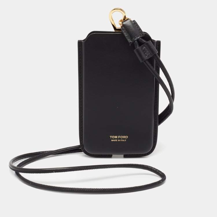 Tom Ford Black Leather iPhone Case With Neck Strap Tom Ford | TLC