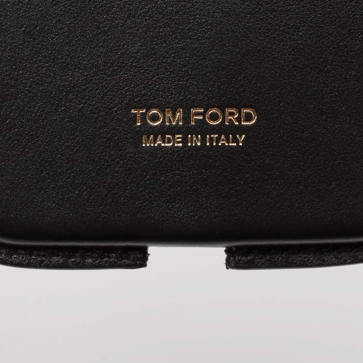 Pre Owned Tom Ford Black Leather iPhone Case With Neck Strap