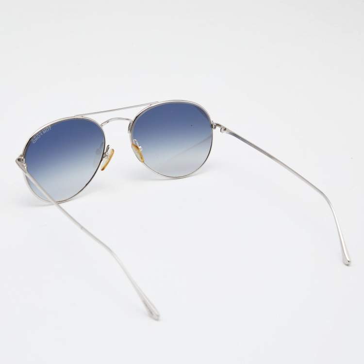 Pre Owned Tom Ford Silver Tone/ Grey Gradient TF 551 Ace-02 Aviator Sunglasses