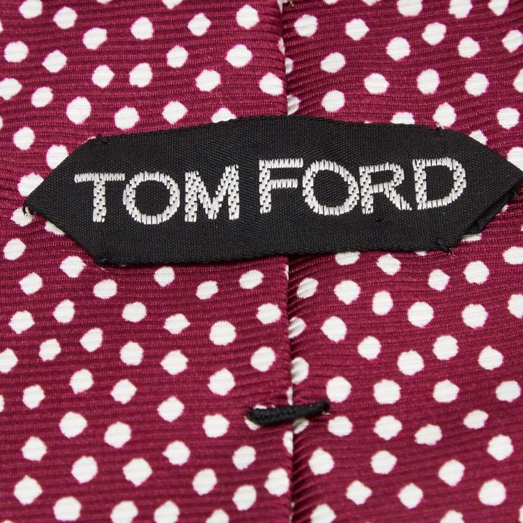 مملوكة مسبقًا Tom Ford Dark Pink Polka Dot Print Silk Tie