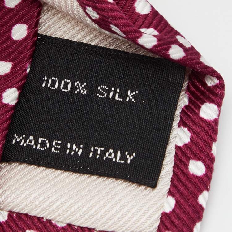مملوكة مسبقًا Tom Ford Dark Pink Polka Dot Print Silk Tie