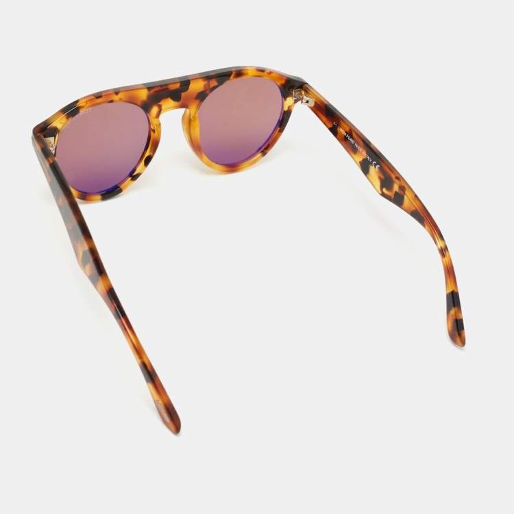 Pre Owned Tom Ford Havanna Tortoise  Cristopher TF633 Round Sunglasses