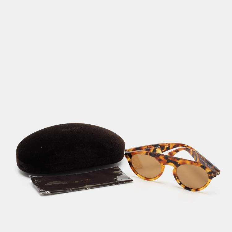 Pre Owned Tom Ford Havanna Tortoise  Cristopher TF633 Round Sunglasses