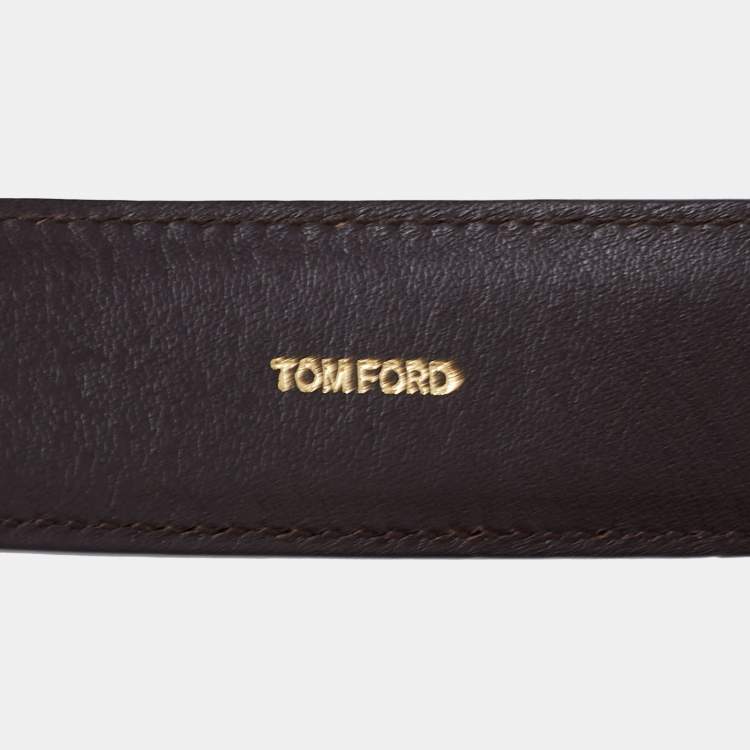 Pre Owned Tom Ford Brown Leather Buckle Belt 105CM