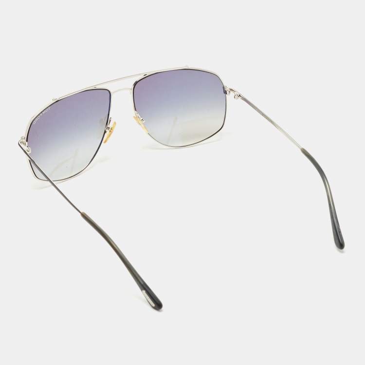 Pre Owned Tom Ford Grey/Silver Georges Gradient Aviator Sunglasses