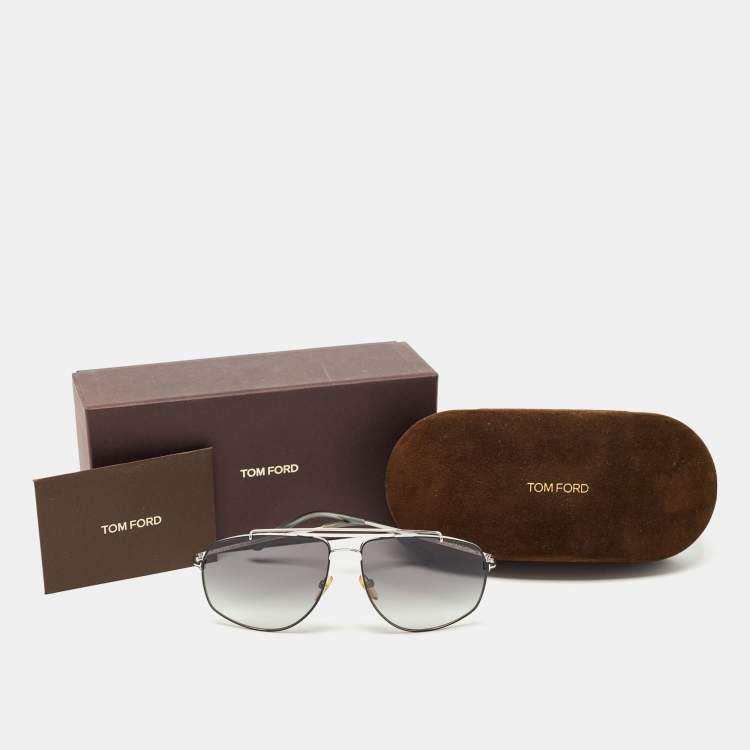 Pre Owned Tom Ford Grey/Silver Georges Gradient Aviator Sunglasses