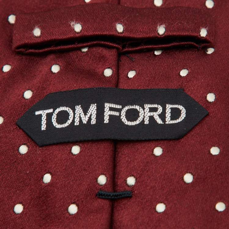 Pre Owned Tom Ford Burgundy Polka Dot Silk Jacquard Tie