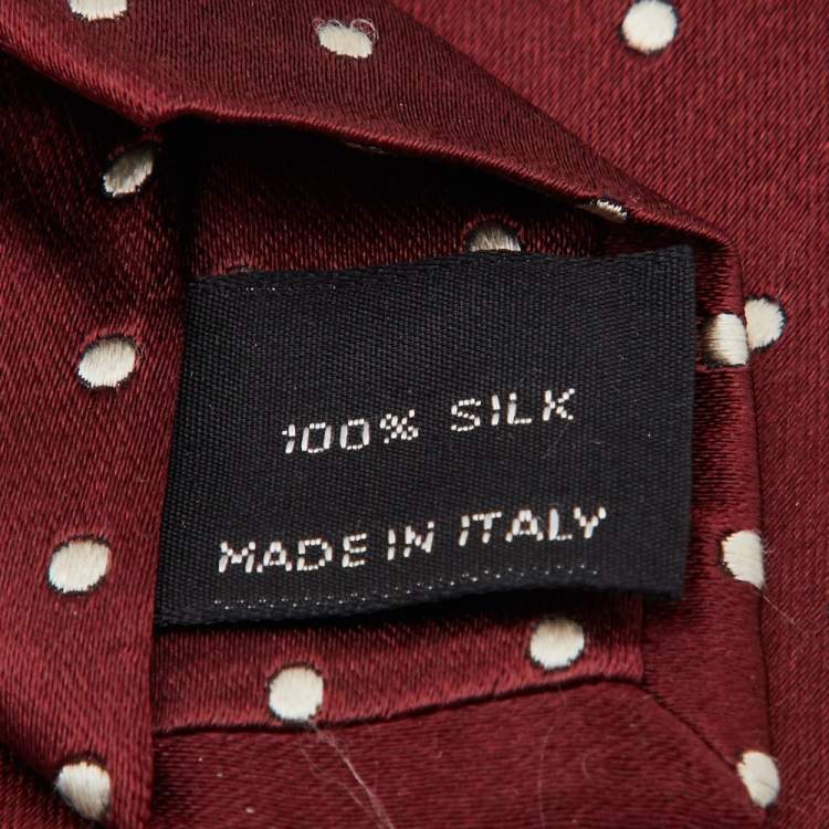 Pre Owned Tom Ford Burgundy Polka Dot Silk Jacquard Tie