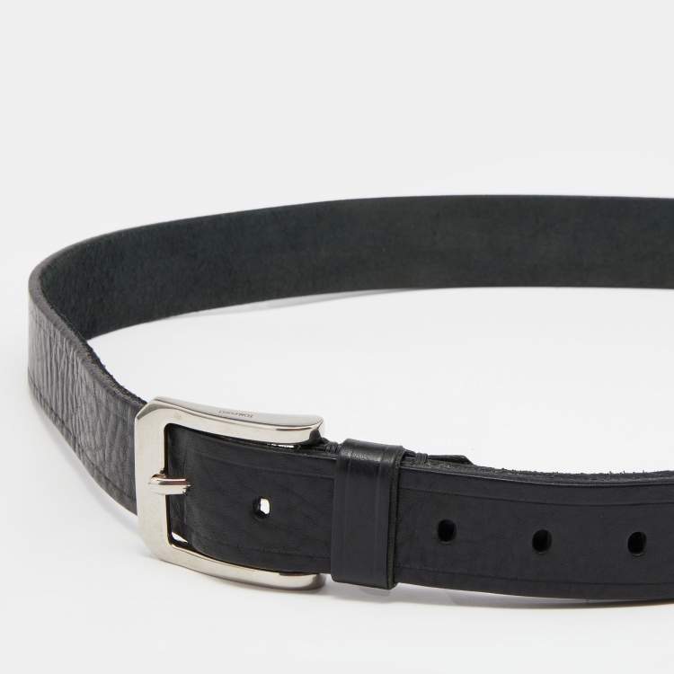 Pre Owned Tom Ford Black Leather Buckle Belt 110CM