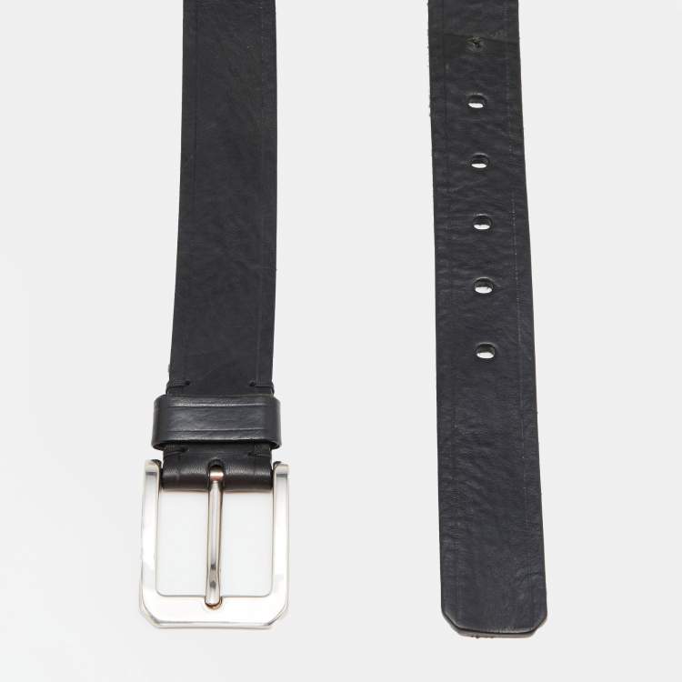 Pre Owned Tom Ford Black Leather Buckle Belt 110CM