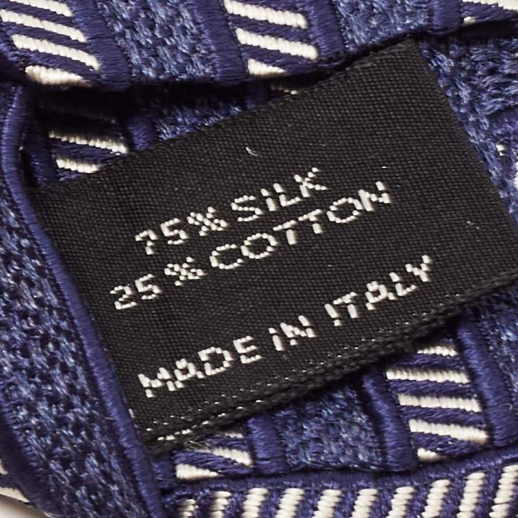 Pre Owned Tom Ford Dark Blue Diagonal Striped Cotton & Silk Tie