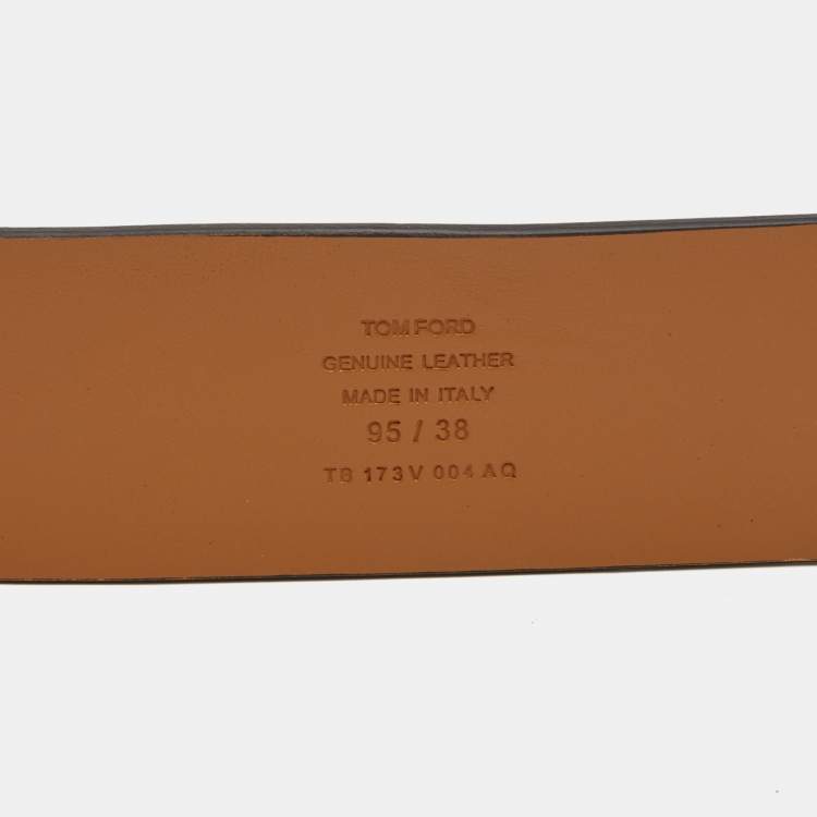 Pre Owned Tom Ford Black Leather Buckle Belt 95CM