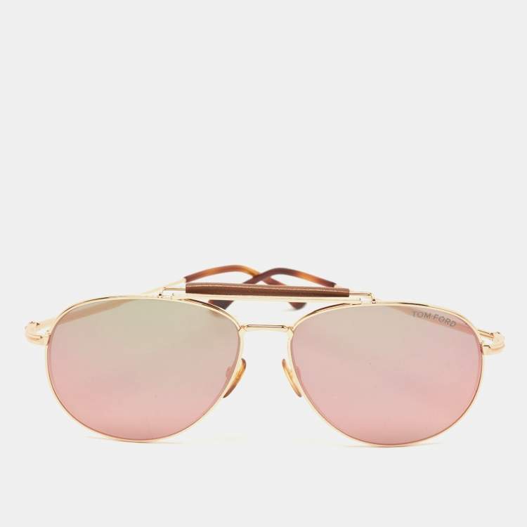 Pre Owned Tom Ford Gold Sean Mirrored Sunglasses