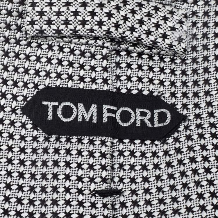 Pre Owned Tom Ford White/Black Patterned Silk Traditional Tie 