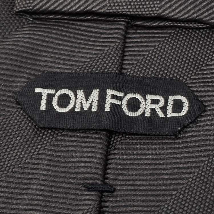 Pre Owned Tom Ford Black Stripe Jacquard  Tie