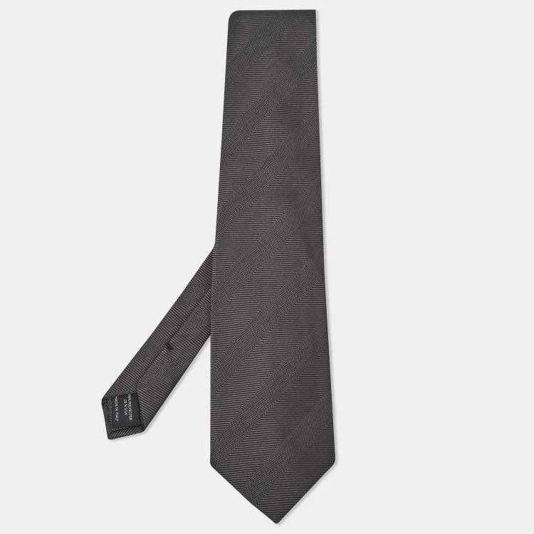 Pre Owned Tom Ford Black Stripe Jacquard  Tie
