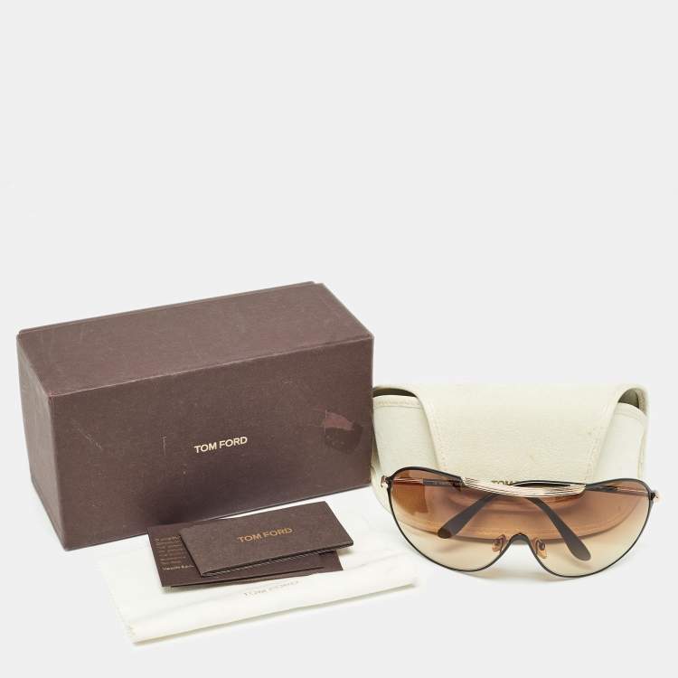 Pre Owned Tom Ford Brown Gradient Rex TF101 Shield Sunglasses
