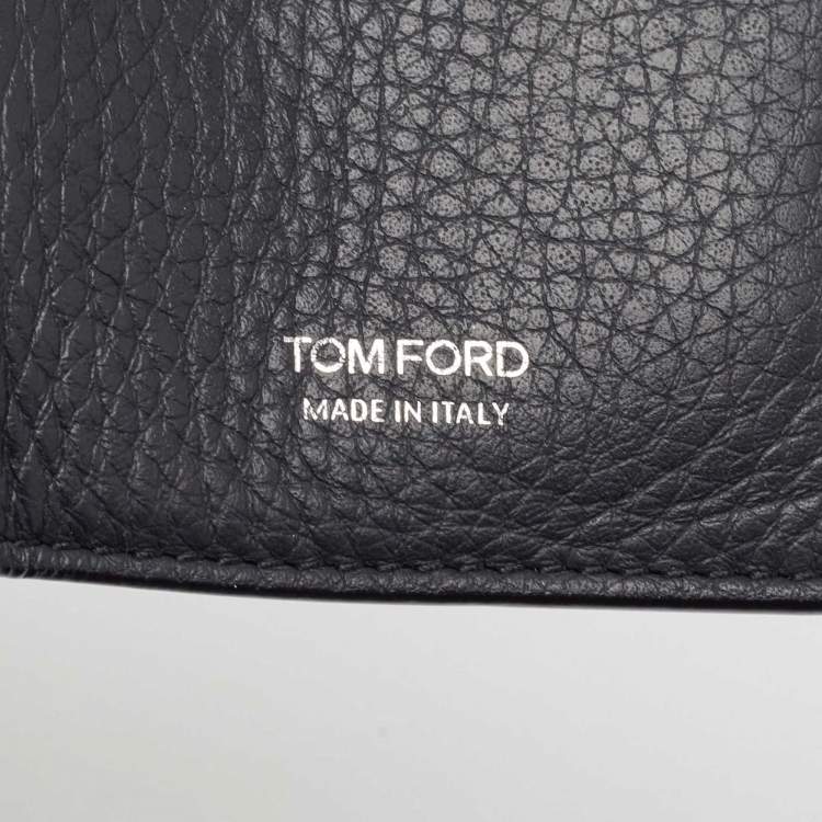 Pre Owned Tom Ford Navy Blue Leather Bifold Card Case