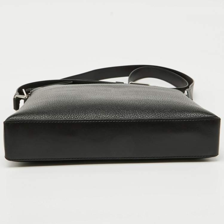 Pre Owned Tom Ford Black Grain Leather Messenger Bag