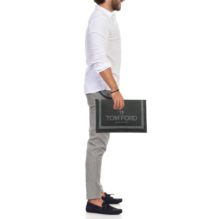 Pre Owned Tom Ford Black/Grey Denim Flat Zipped Pouch