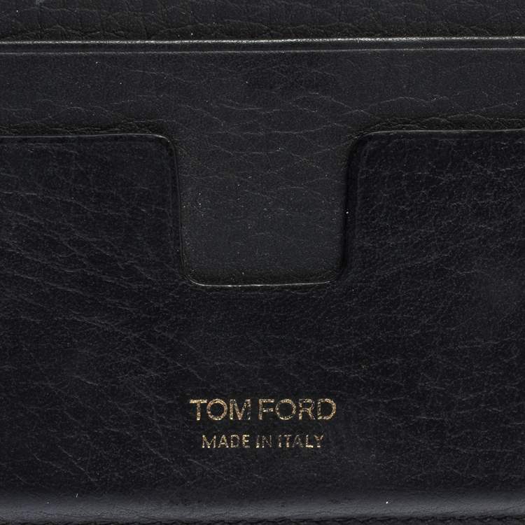 Pre Owned Tom Ford Black Leather T Line Card Holder