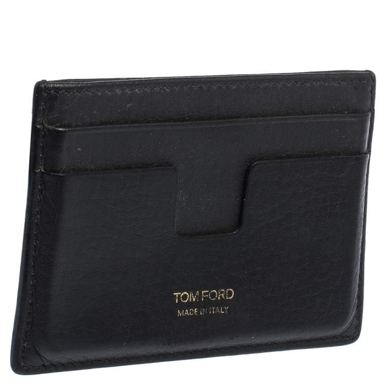 Pre Owned Tom Ford Black Leather T Line Card Holder