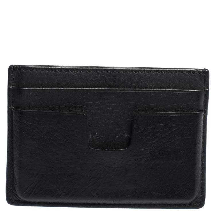 Pre Owned Tom Ford Black Leather T Line Card Holder