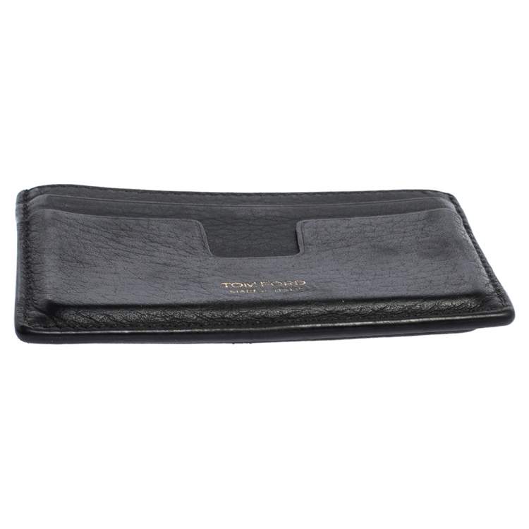 Pre Owned Tom Ford Black Leather T Line Card Holder
