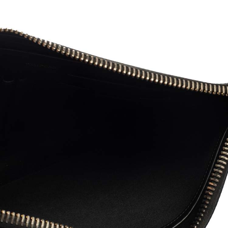Pre Owned Tom Ford Black Grain Leather Buckley Zip Portfolio 