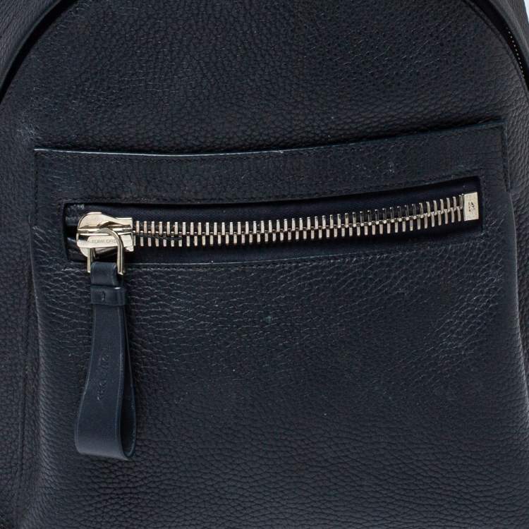 Pre Owned Tom Ford Navy Blue Leather Buckley Backpack