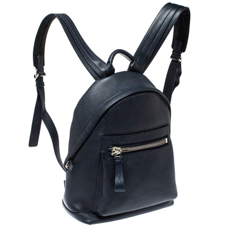 Pre Owned Tom Ford Navy Blue Leather Buckley Backpack