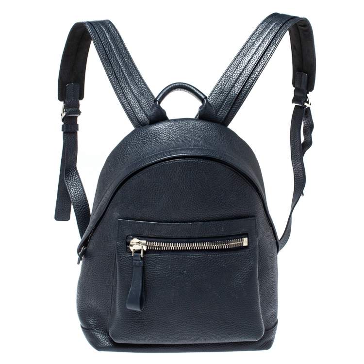 Tom Ford Navy Blue Leather Buckley Backpack Tom Ford | The Luxury Closet