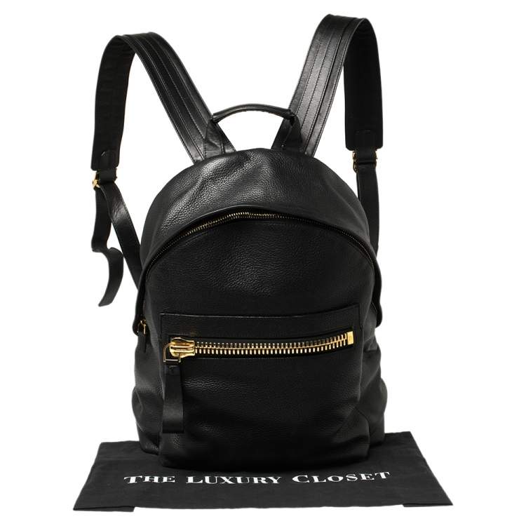 Pre Owned Tom Ford Black Grained Leather Buckley Backpack